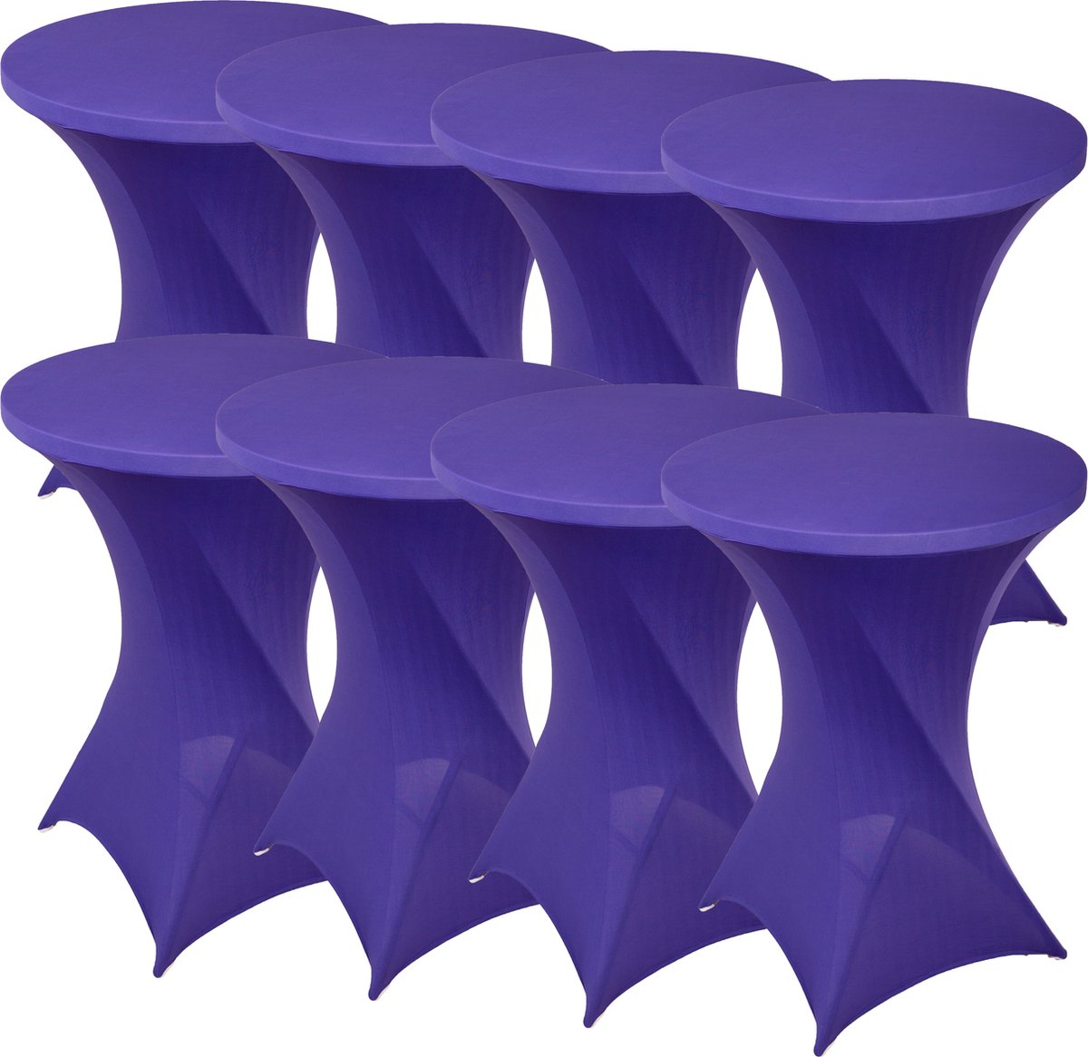 Statafelrok Paars x 8 – ∅80-85 x 110 cm – Statafelhoes Stretch 8 Stuks – Tafelhoezen voor Statafel – Geschikt voor Horeca Evenementen | Sta Tafel Hoes | Staantafelhoes | Trouwerij